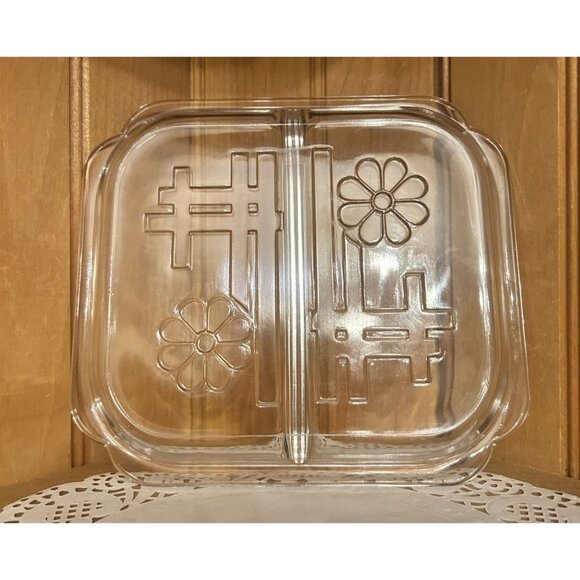 Vintage Toastmaster Clear Glass Divided Dish Serving Tray Daisy Retro 1970s - Picture 3 of 4